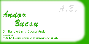 andor bucsu business card